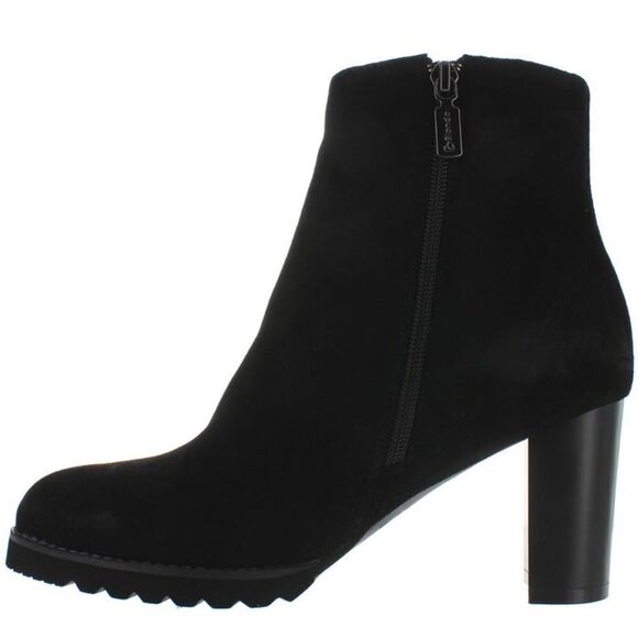 Blondo Lug Sole Waterproof Suede Heeled Ankle Zip Heeled Bootie Black 10 NWT‎ - Picture 1 of 16